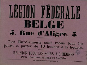 Affiche de la Commune de Paris 1871 - Enrôlement à la Légion fédérale Belge (Source : argonnaute.parisnanterre.fr)